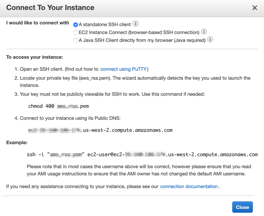 Connect to your instance using an SSH Client