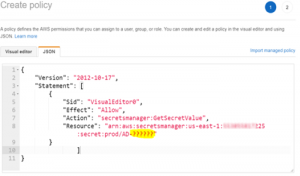 Screenshot with policy statement filled in
