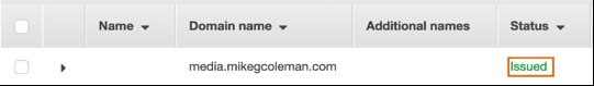 Screenshot highlighting the updated status of the domain validation
