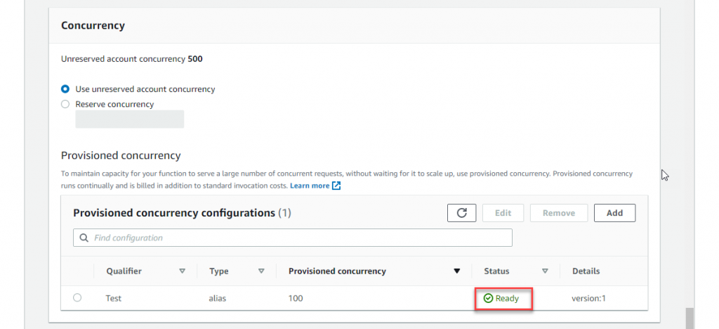 Provisioned Concurrency ready