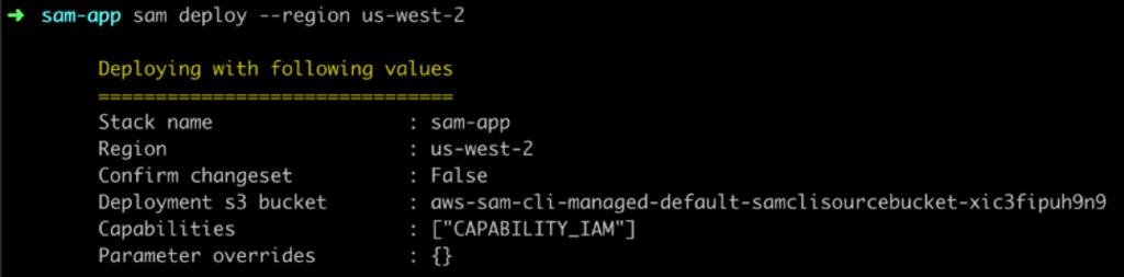 AWS SAM CLI deploy command