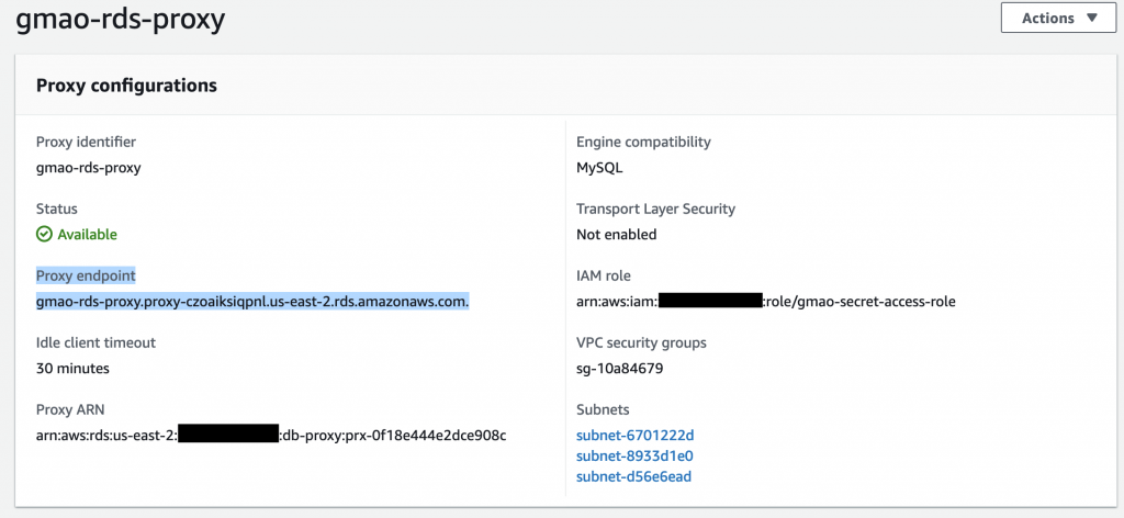 Available Proxy configuration