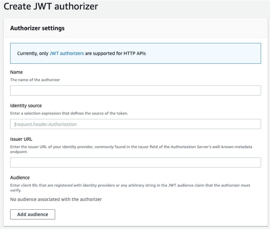 Create a new JWT authorizer
