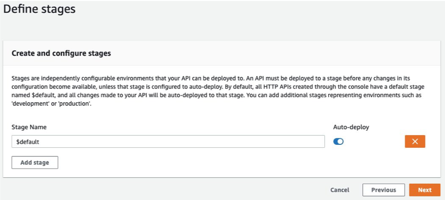 Define a stage and enable auto deploy