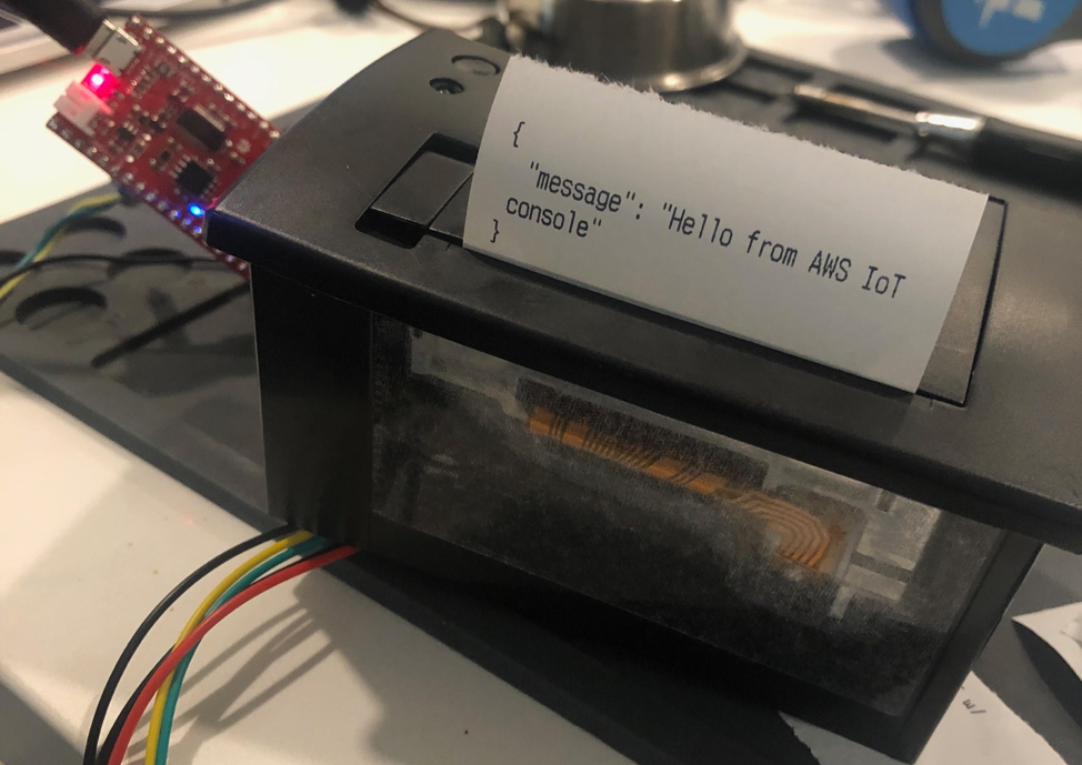 An example of an AWS IoT project using an ESP32, AWS IoT Core, and an Arduino thermal printer