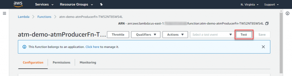 Testing the Lambda function