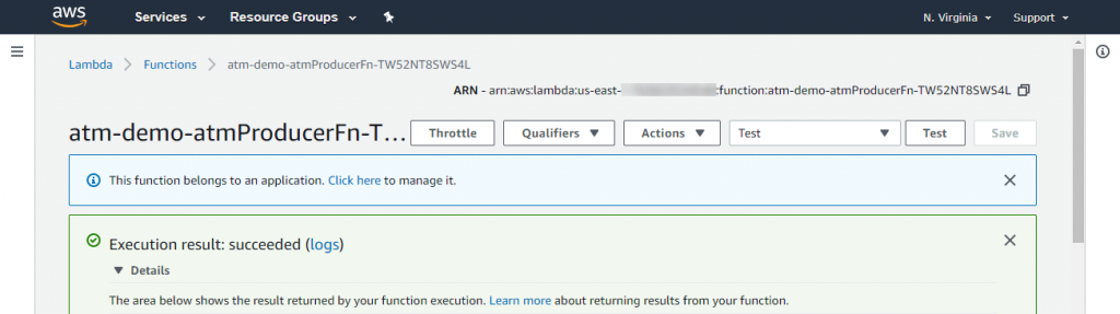 Invoking the Lambda function