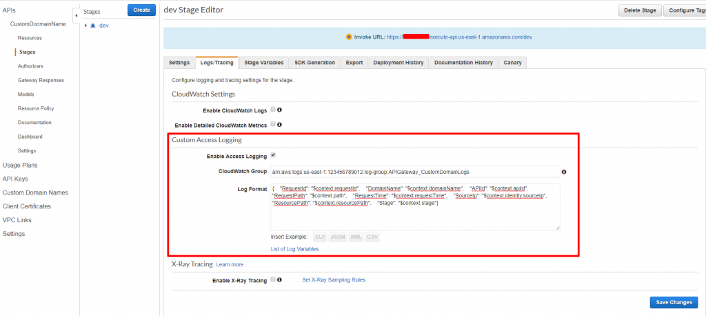 Custom access logging