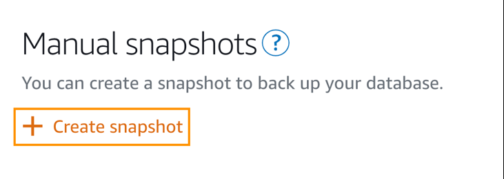 screenshot of where to hit create snapshot