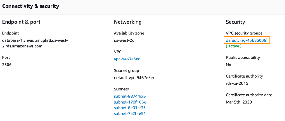connectivity and security configuration