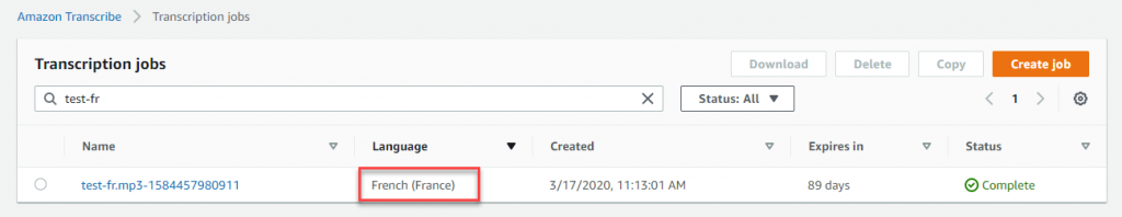 French transcription job complete