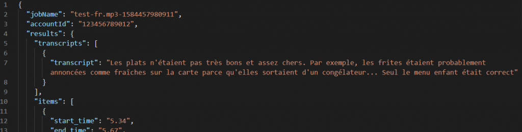 French transcription output