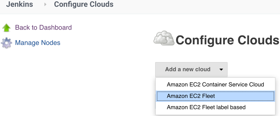 Configure Amazon EC2 Fleet plugin as cloud setting