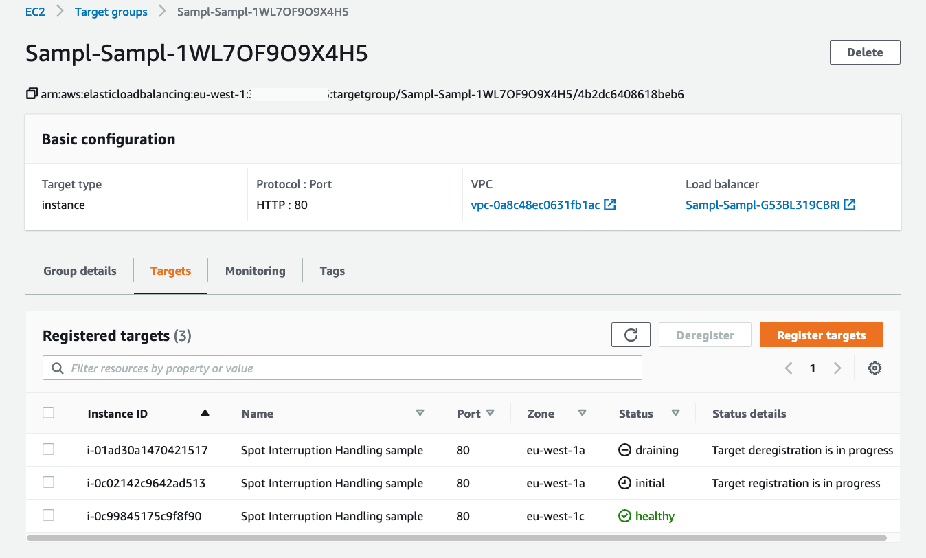 Target Group console