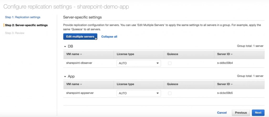 Server-specific settings
