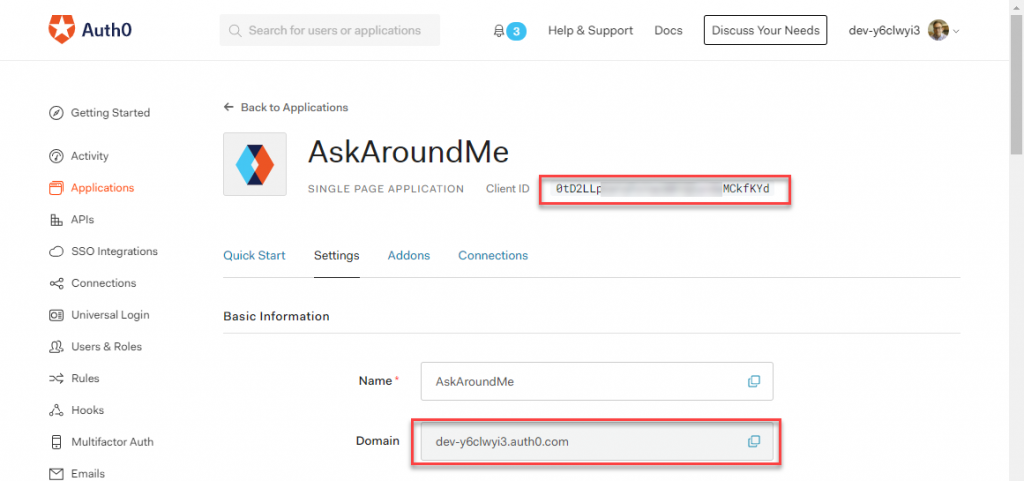 Auth0 configuration next step