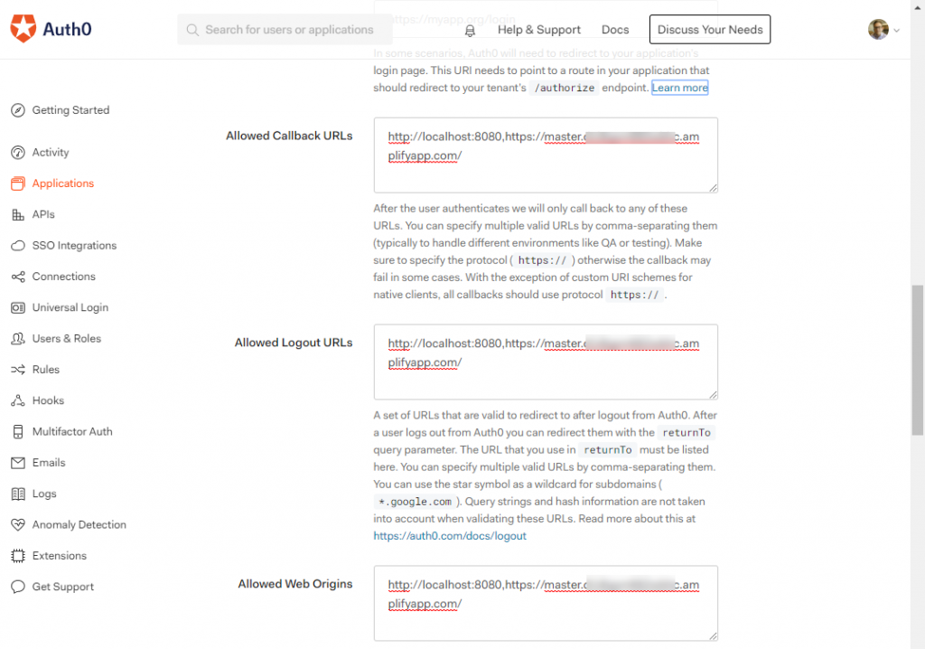 Updating the Auth0 configuration