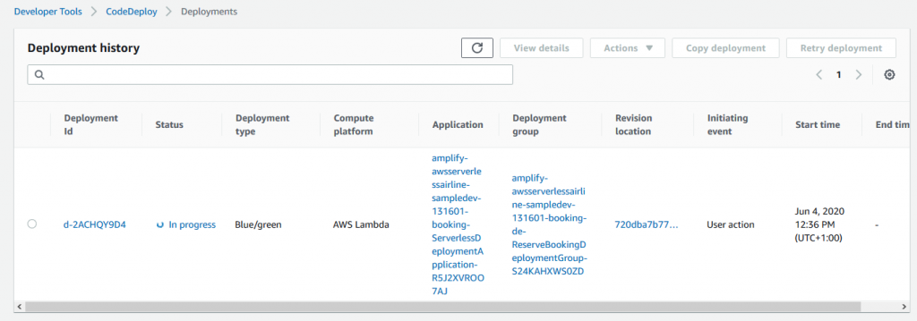 AWS CodeDeploy deployment in progress