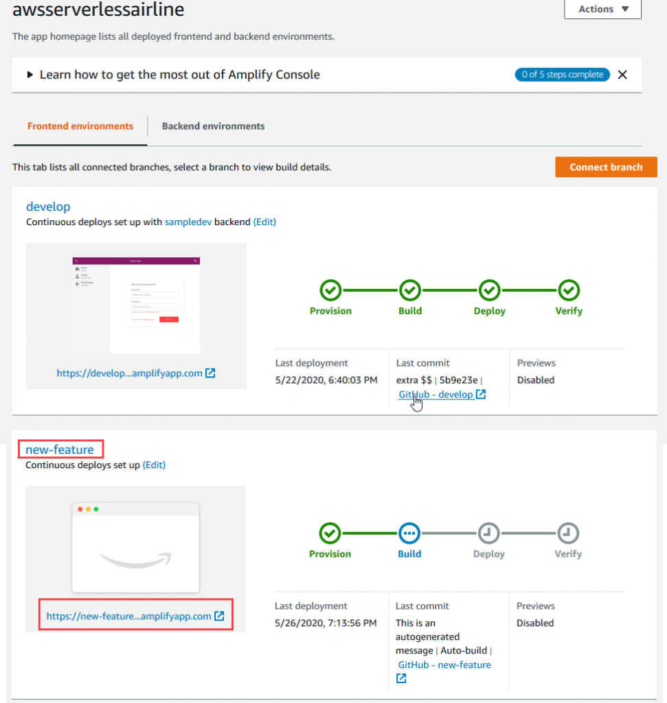 New feature branch deploying within existing deployment.