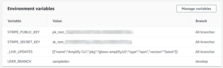 AWS Amplify environment variables