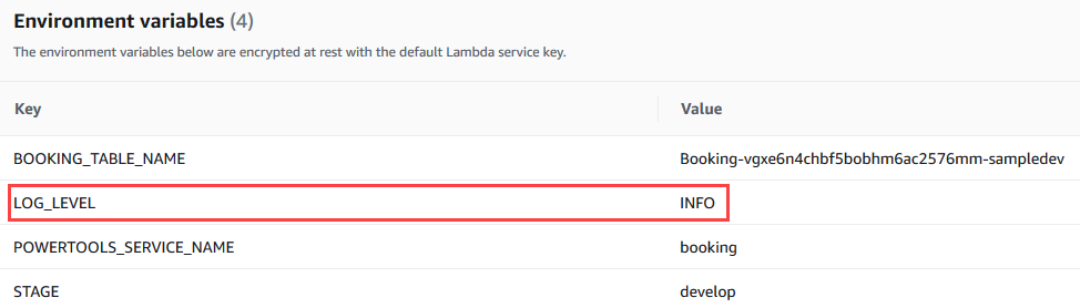 AWS Lambda environment variables in console