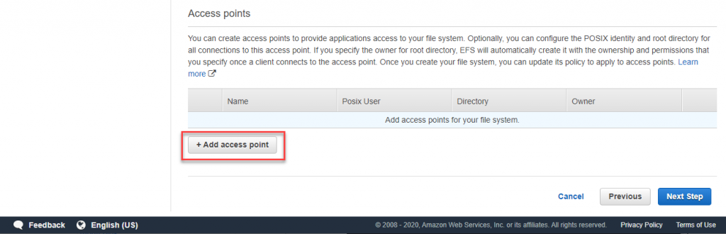 EFS: Add access point