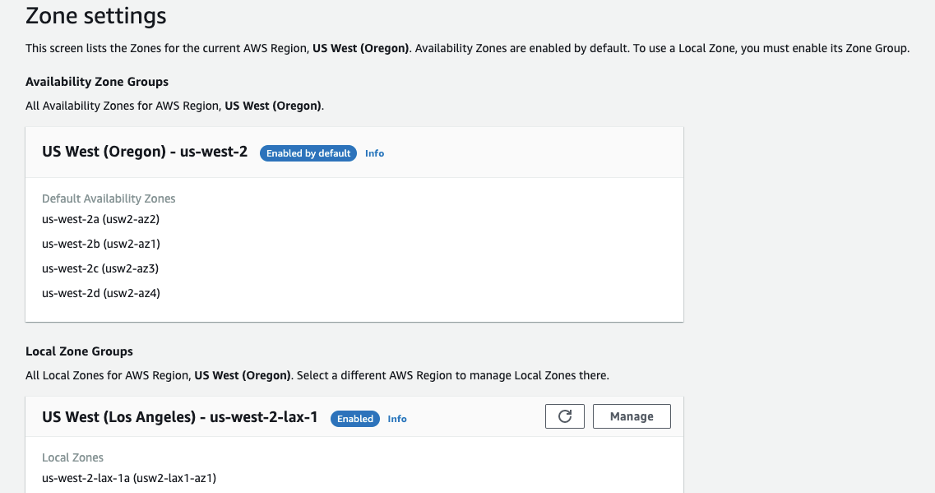 console Zone Settings