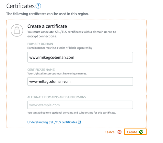 creating a certificate in ls console