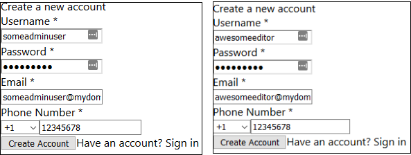 Show Amazon Cognito user creation