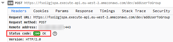API successful call as admin