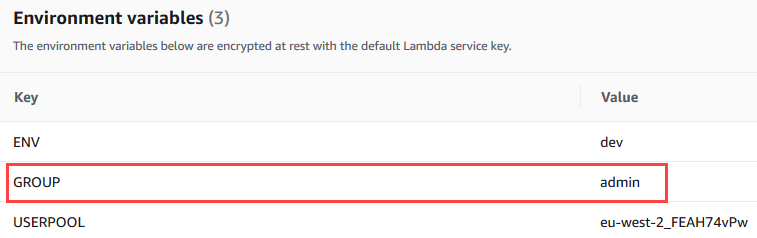 Lambda function environment variables