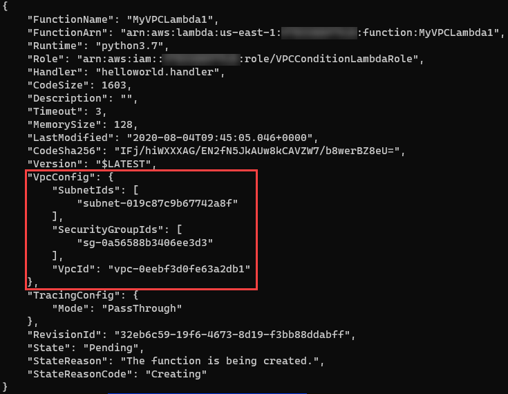 Successfully create Lambda function connected to VPC