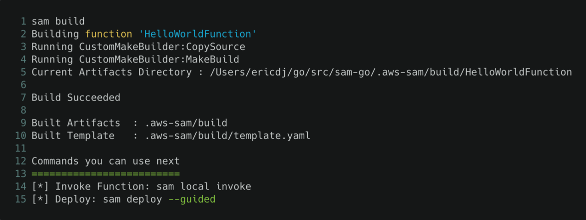 Example: sam build