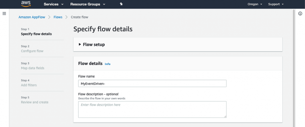 Specify flow details
