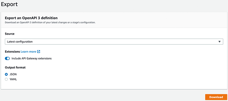 Exporting the HTTP APIs configuration to OpenAPI