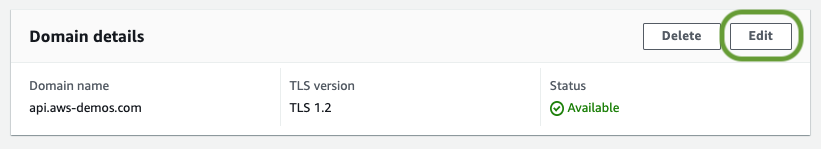 Edit custom domain name configuration