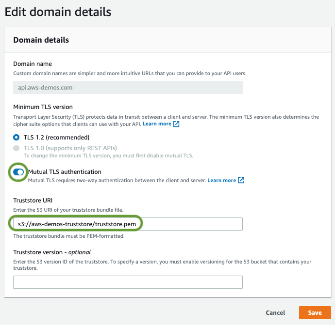 Enable mutual TLS option