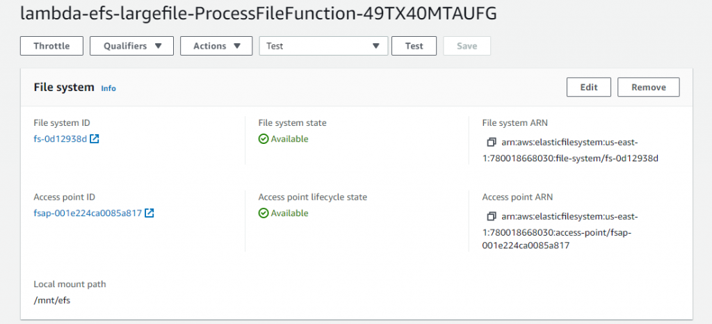 EFS file system in the console.