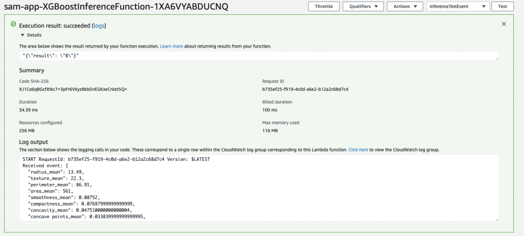 Lambda function result
