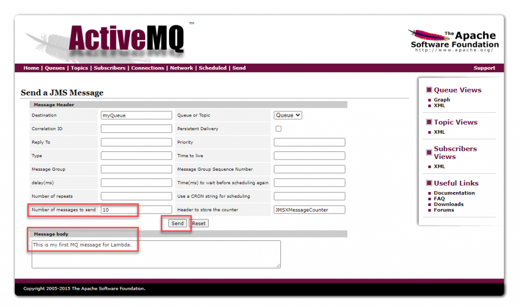 Send message to queue