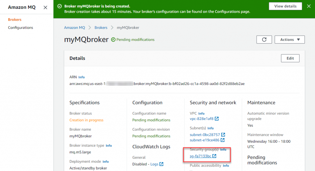 Security group setting