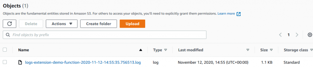 S3 bucket containing copied logs