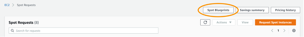 Picture of the EC2 Spot console