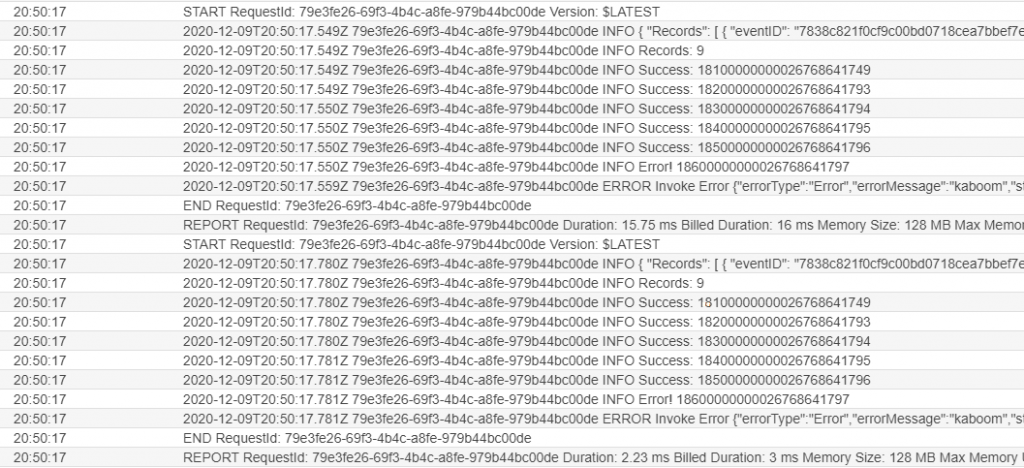 Logs with retried batches