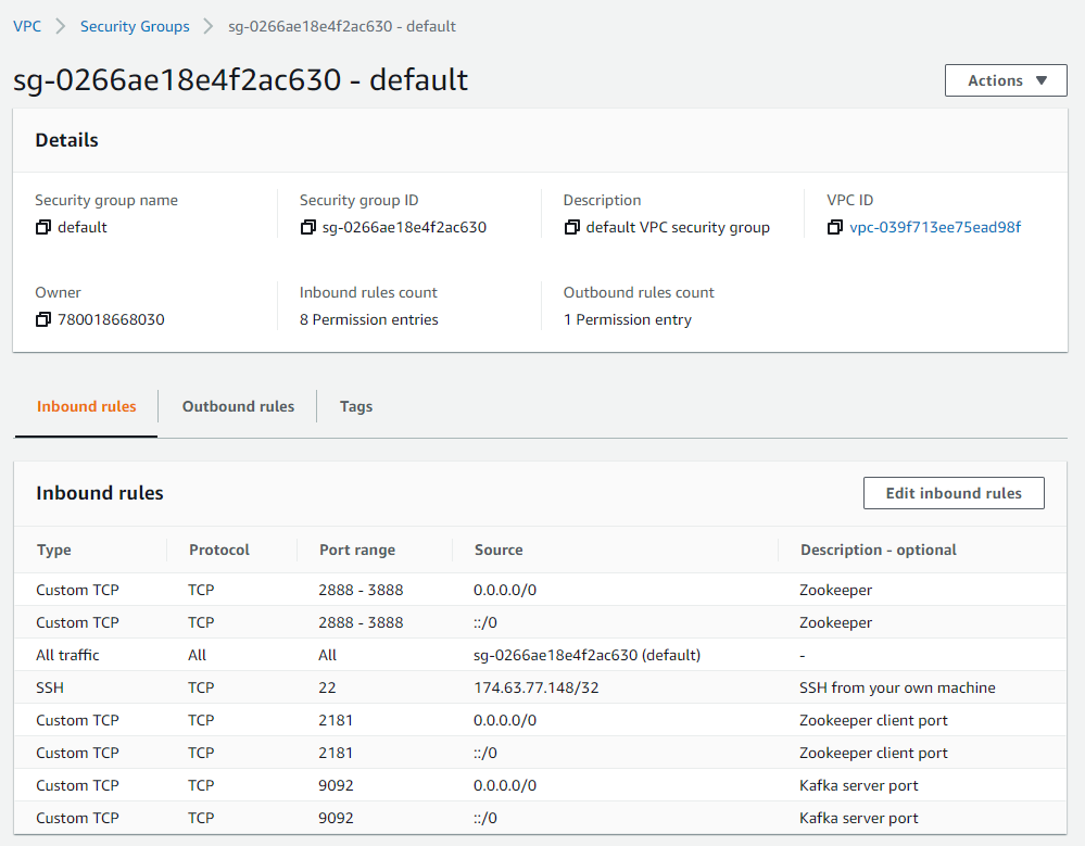 Security Group configuration