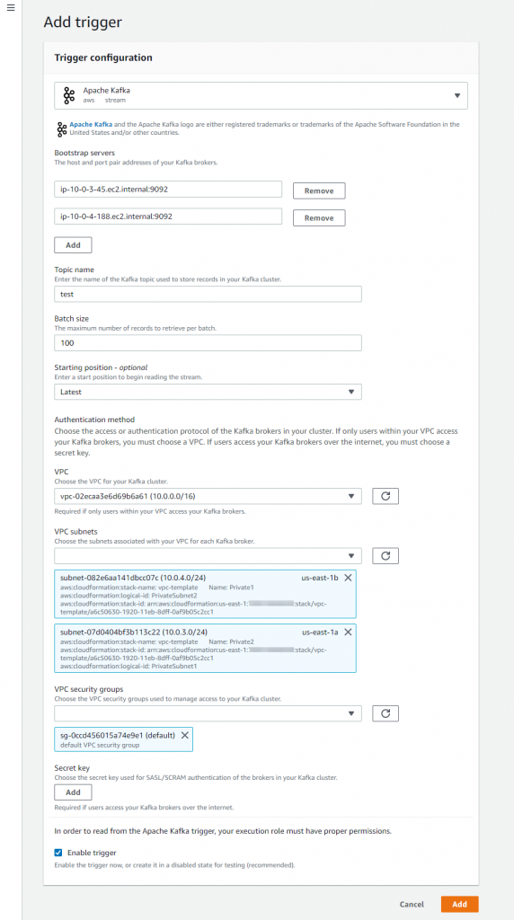 Add trigger configuration