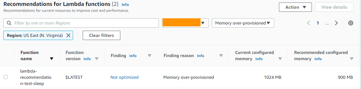 Recommendations for this function in the Compute Optimizer console