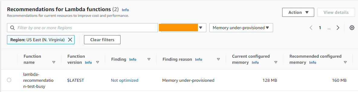 recommendations for this function appear in the Compute Optimizer console