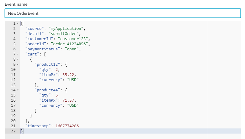 Defining a console test event