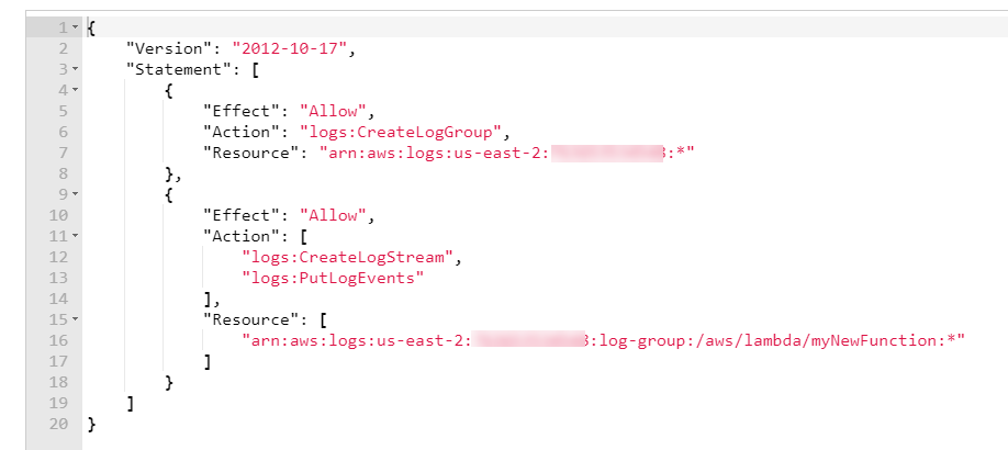 IAM role for a Lambda function